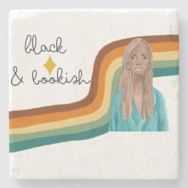 Black and Bookish Retro Bok Älskare Stenunderlägg