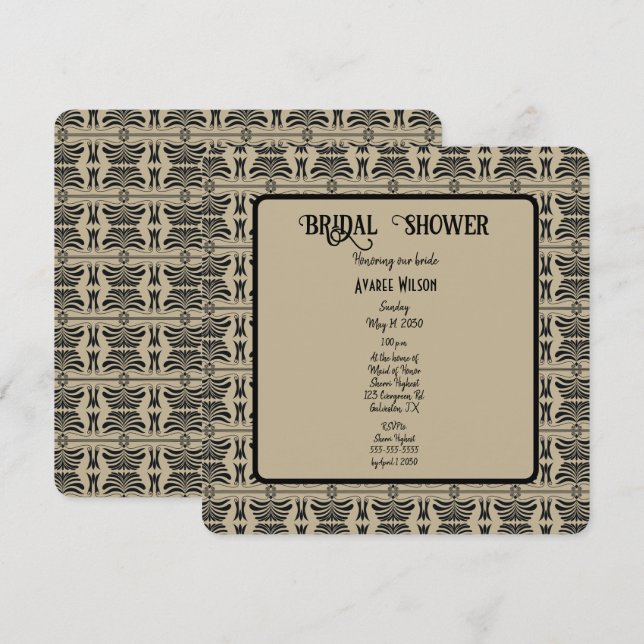 Black and Brown Greece-dusch Inbjudningar (Fram/baksida)