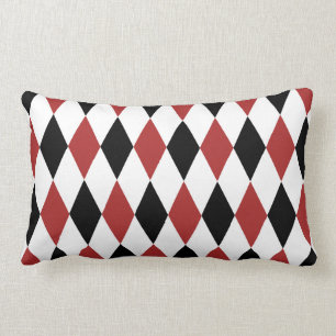 Black and Burgundy Harlequin Mönster Lumbarkudde