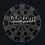 Black And Charcoal Gray Custom Text Darttavla<br><div class="desc">Black And Charcoal Gray Cool Customizable Text Dartboard with 6 Brass Darts!</div>