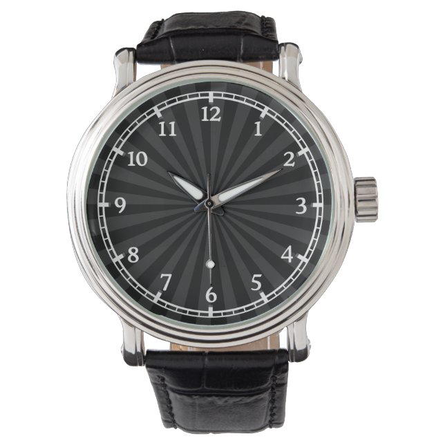 Black and Charcol Sol Burst Dial Armbandsur (Framsida)