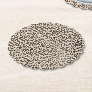 Black and Cream Leopard Print Underlägg Papper