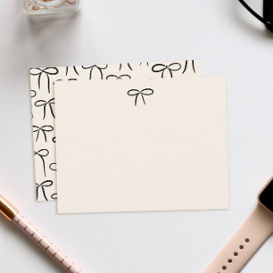 Black and Cream Simple Bow Personal Stationery Anteckningskort