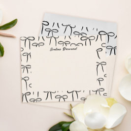 Black and Cream Simple Bows Personal Stationery Anteckningskort