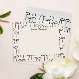 Black and Cream Simple Bows Personal Stationery Anteckningskort