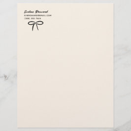 Black and Cream Simple Bows Personal Stationery Brevhuvud