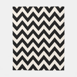 Black and Cream White Chevron, Zigzag Herringbone Fleecefilt