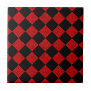 Black and crimson Red diamant Checker mönster Kakelplatta