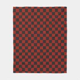 Black and Deep red checkerboard pattern Fleecefilt