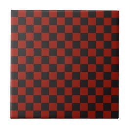 Black and Deep red checkerboard pattern Kakelplatta