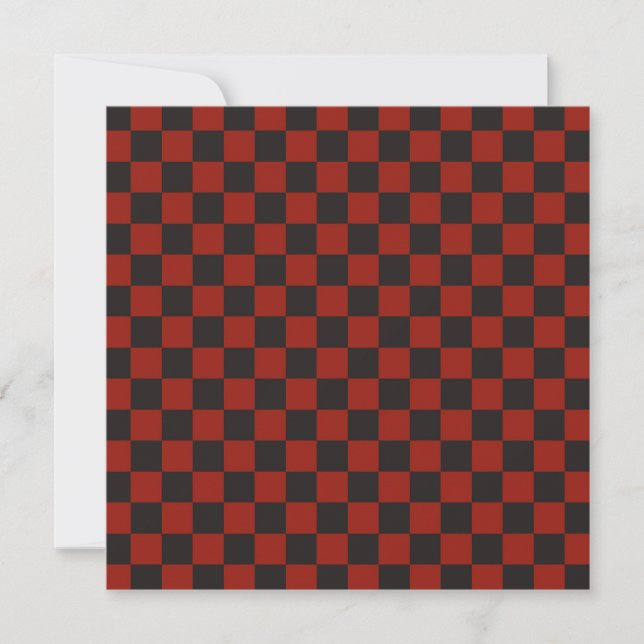 Black and Deep red checkerboard pattern Tack Kort (Framsida)