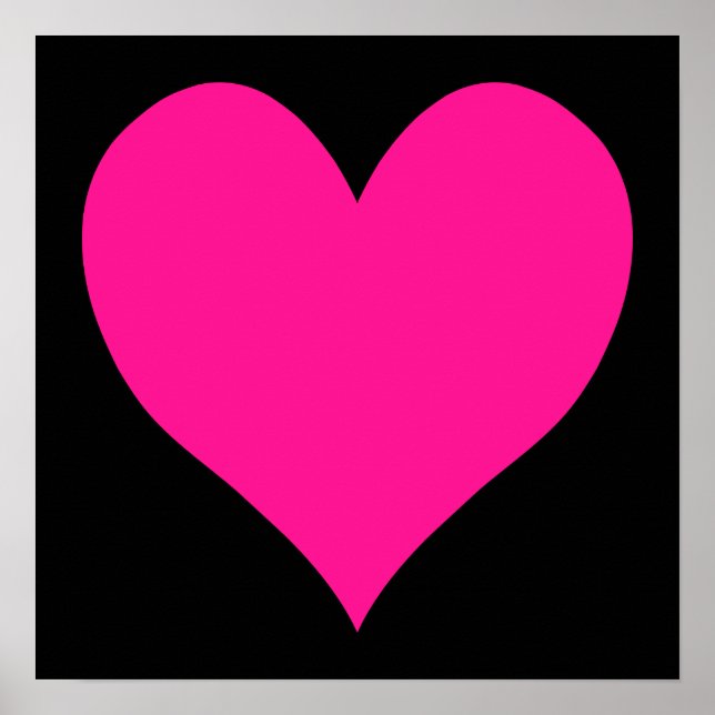 Black and Deep Rosa Cute Heart Shape Poster (Framsidan)