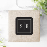 Black and Ecru Bröllop Monogram Fyrkantigt Klistermärke<br><div class="desc">Klassiska och elegant bröllop monogramklistermärken är perfekt för att försegla inbjudningskomponenter,  favoriter med mera. Chic och enkel design i svart och gräddelfenben har initialer,  monogram eller duogram som ramats in av ett tunt geometriskt gräns. Designad att samordna med vår tidslösa bröllop-samling i Ecru.</div>