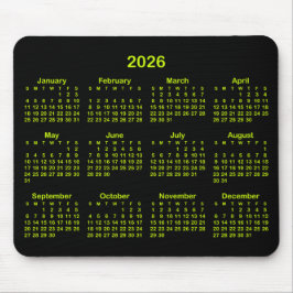 Black and Electric Lime 2026 Calendar Musmatta