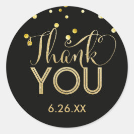 Black and Faux Guld Round Stickers Runt Klistermärke