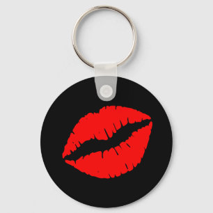 Black and Girly Red Läppar Nyckelring