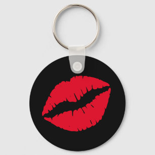 Black and Girly Red Läppar Nyckelring
