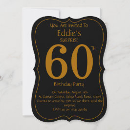 Black and Gold 60th Birthday Party Invitation Inbjudningar