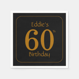 Black and Gold 60th Birthday Party  Pappersservett