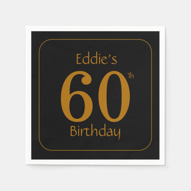 Black and Gold 60th Birthday Party  Pappersservett (Framsidan)