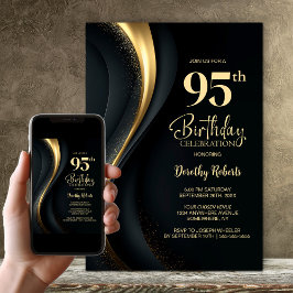 Black and Gold 95th Birthday Party Inbjudningar