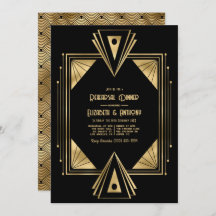 Black and Gold Art Deco Gold Rehearsal Dinner