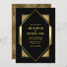 Black and Gold Art Deco Gold Wedding Photo