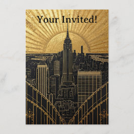 Black and Gold Art Deco Invitation Inbjudningar