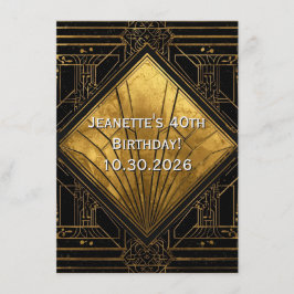 Black and Gold Art Deco Invitation Inbjudningar