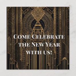 Black and Gold Art Deco Invitation Inbjudningar