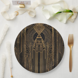 Black and Gold Art Deco Paper Napkin