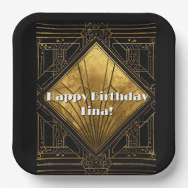 Black and Gold Art Deco Paper Napkins