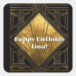 Black and Gold Art Deco Paper Napkins Fyrkantigt Klistermärke