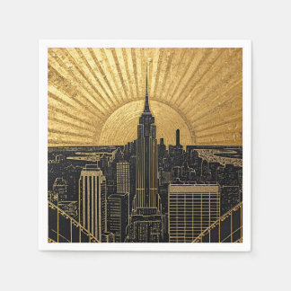 Black and Gold Art Deco Paper Napkins Pappersservett