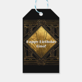 Black and Gold Art Deco Paper Napkins Presentetikett