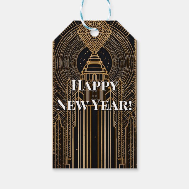 Black and Gold Art Deco  Presentetikett (Framsidan)