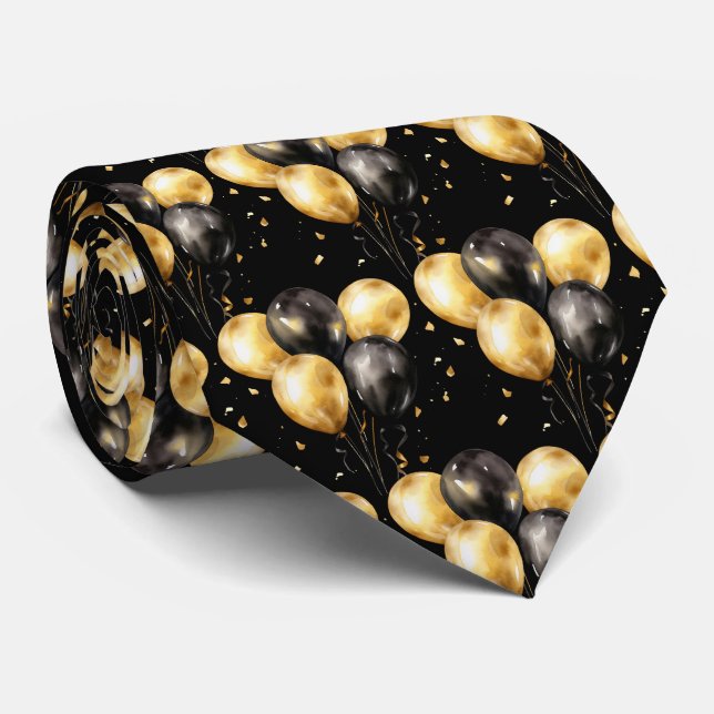Black and Gold Balloons Neck Tie Slips (Rullad)