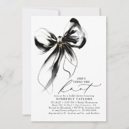 Black and Gold Bow Elegant Whimsical Bridal Shower Inbjudningar