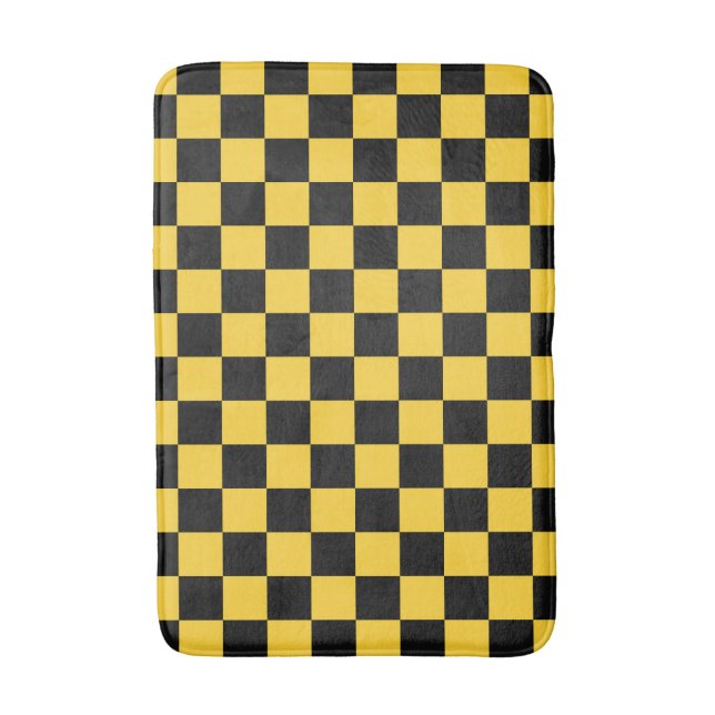 Black and gold checkerboard pattern badrumsmatta (Framsidan (Vertikal))