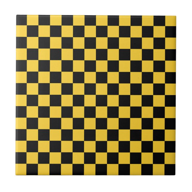 Black and gold checkerboard pattern kakelplatta (Framsidan)