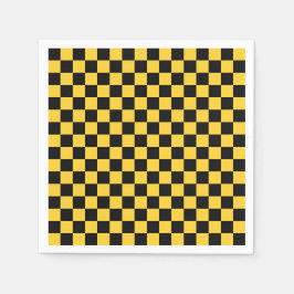 Black and gold checkerboard pattern pappersservett