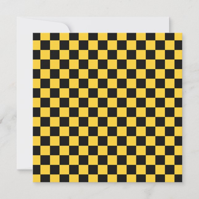 Black and gold checkerboard pattern tack kort (Framsida)