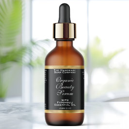 Black and Gold Cosmetics Dropper Bottle Label Fraktsedel