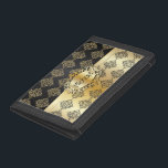 Black and Gold Damask Design | Personalize<br><div class="desc">Wallet. Featured in a classic black and faux metallic gold with DIY text. 📌If you need further customization, please click the "Click to Customize further" or "Customize or Edit Design" area and use our design tool to resize, rotate, change text color, add text and more. ⭐This Product is 100% Customizable....</div>