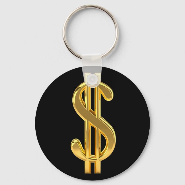 Black and Gold Dollar Sign Keychain Nyckelring (Framsida)