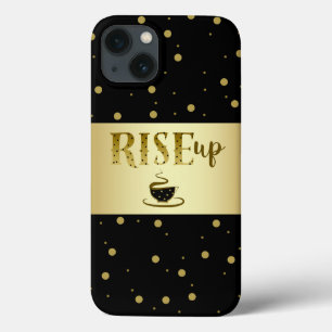 Black and Gold Foil Coffee Kopp Modern Confetti