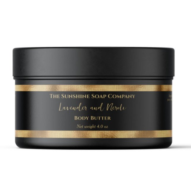 Black and Gold Foil Luxury Cosmetics Jar Label Etikettband (Skapare uppladdad)