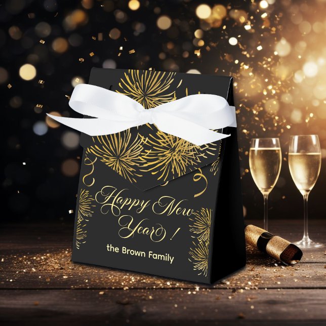 Black and Gold Glitter New Year's Eve Party  Presentaskar (Skapare uppladdad)