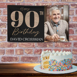 Black and Gold Glitter Numeral 90th Birthday