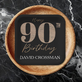 Black and Gold Glitter Numeral 90th Birthday